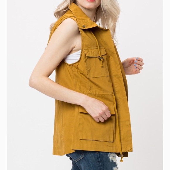 Mustard Yellow Utility Vest - Picture 2 of 4
